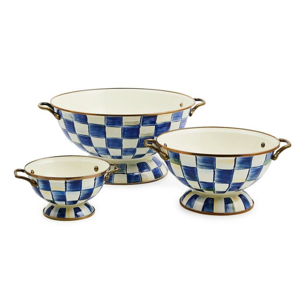 NEW Mackenzie-Childs Royal Check Everything Bowl & Colanders Set